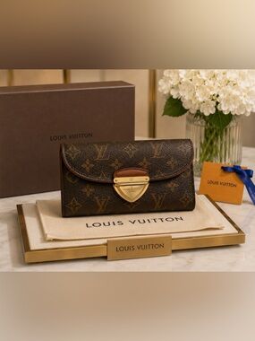 100% AUTH LOUIS VUITTON EUGENIE PORTEF MONOGRAM CANVAS LEATHER BAG WALLET CLUTCH